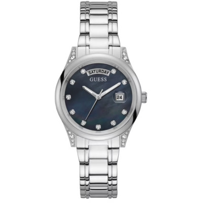 Guess Aura Blue Dial Silver Stainless Steel Watch For Women- GW0047L1