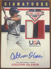 2017 USA Baseball Stars and Stripes Material Signatures Prime Colton Olasin /25