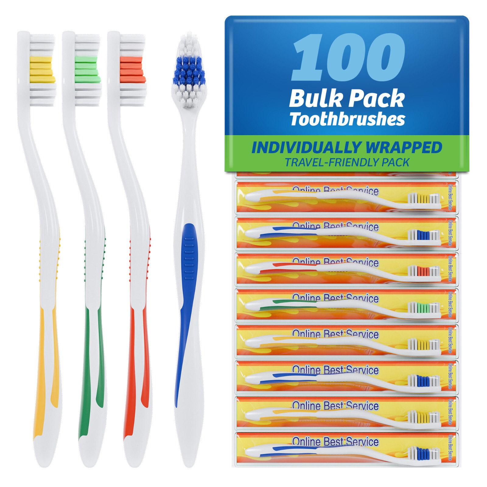 100 Pack Toothbrush Standard Classic Medium Soft Individuall