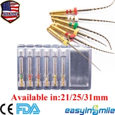 6Pcs Dental Endo Rotary Files Endodontic G3 Pro Gold Niti Taper Files 21/25/31mm
