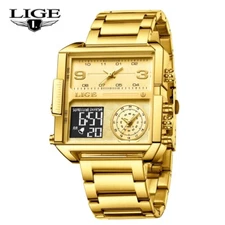 LIGE Digital Men Watches Steel LED Electronic Quartz Male Boy Wristwatch Gift