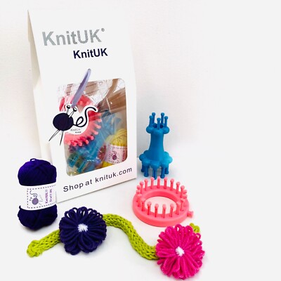 KnitUK Verzierung 2er Set: Blumenstrickwebstuhl + Doppelendspulenwebstuhl