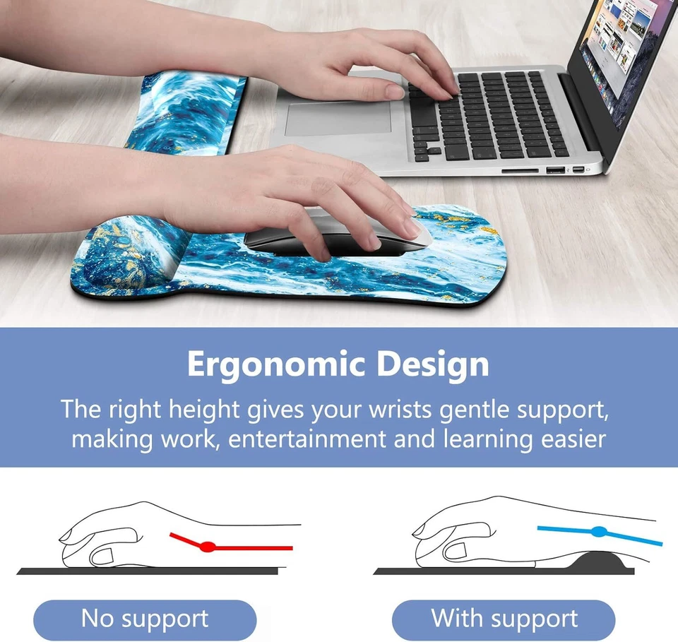 Mouse Pad with Wrist Support and Keyboard Wrist Rest Durable Memory Foam Nonslip - Image 4 of 4
