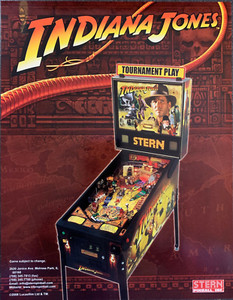 INDIANA JONES - Original Stern Pinball Flyer 2008 - Box Shipped