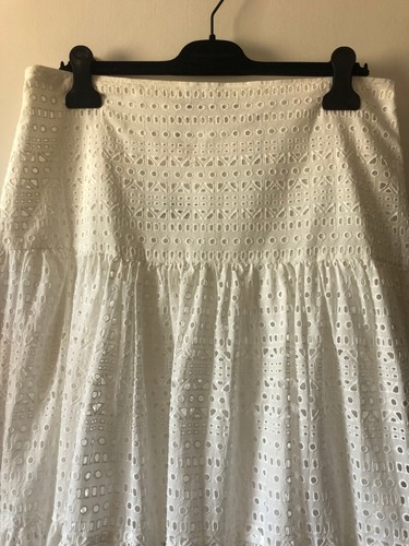 ZARA £59.99 White Broderie Anglaise Maxi Midi Prairie Layered Skirt XL UK 14-16 - Picture 21 of 24
