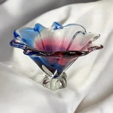 Sanyu/iwatsu Japanese Art Glass Ombré/Blue/Pink/Lavender Polished Base