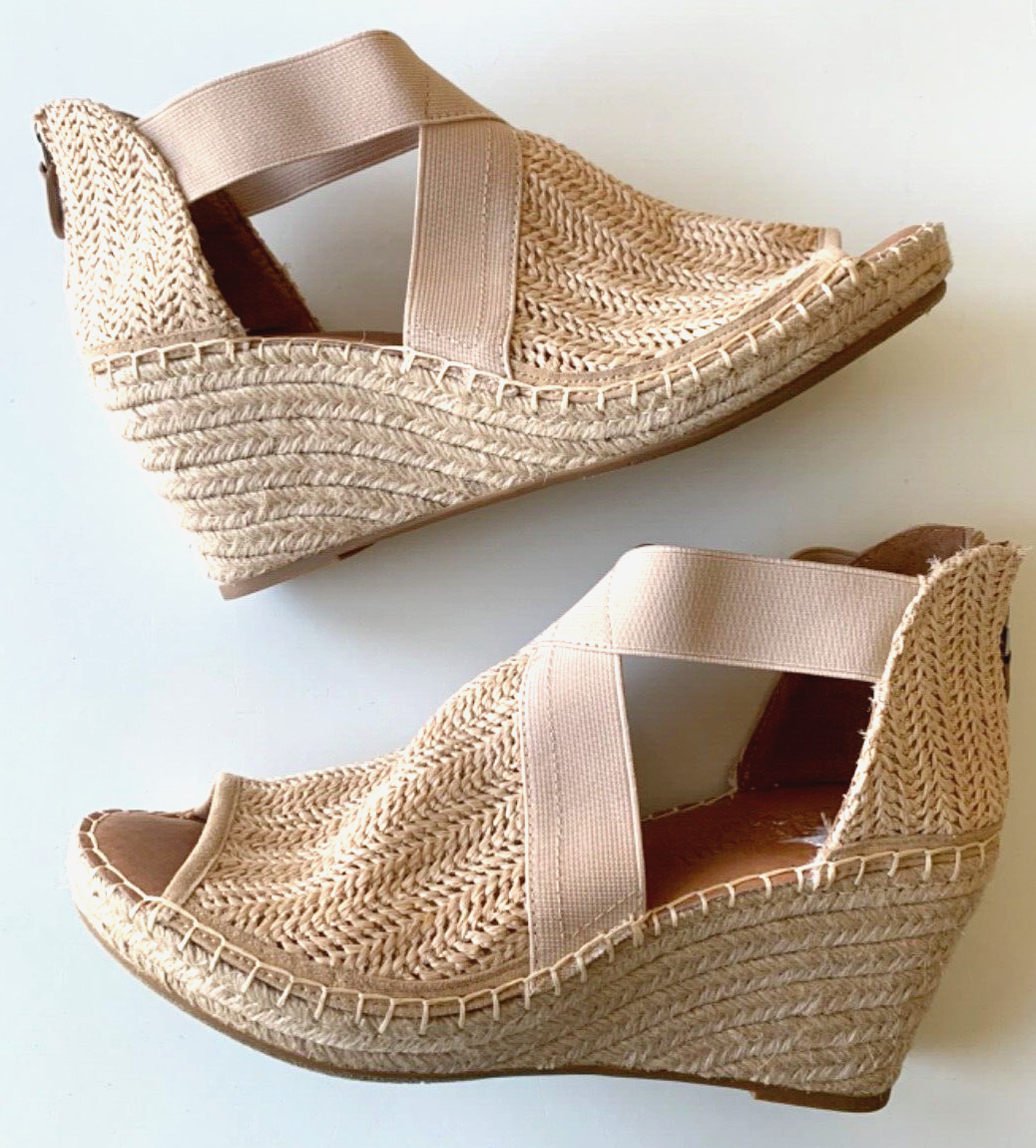 GENTLE SOULS Wedge Sandals COLLEEN CROSS ELASTIC