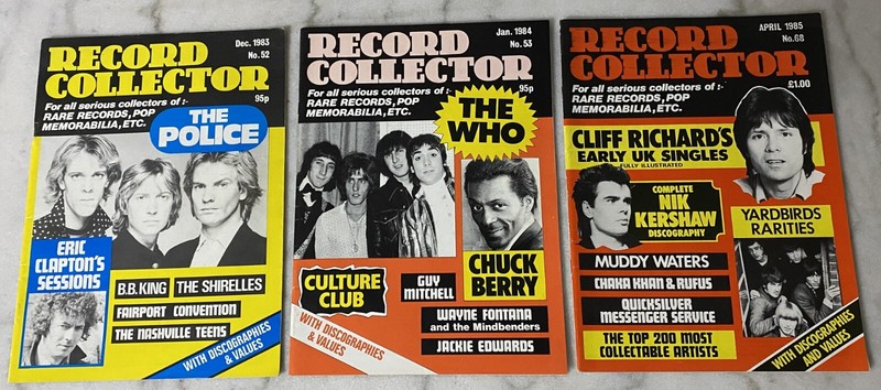 3 Lot: Record Collector Magazine, Dec 1983, Jan 1984, Apr 1985 - Clapton,The Who