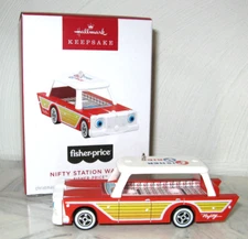2024 Hallmark Fisher Price Toy Nifty Station Wagon Car Christmas Ornament