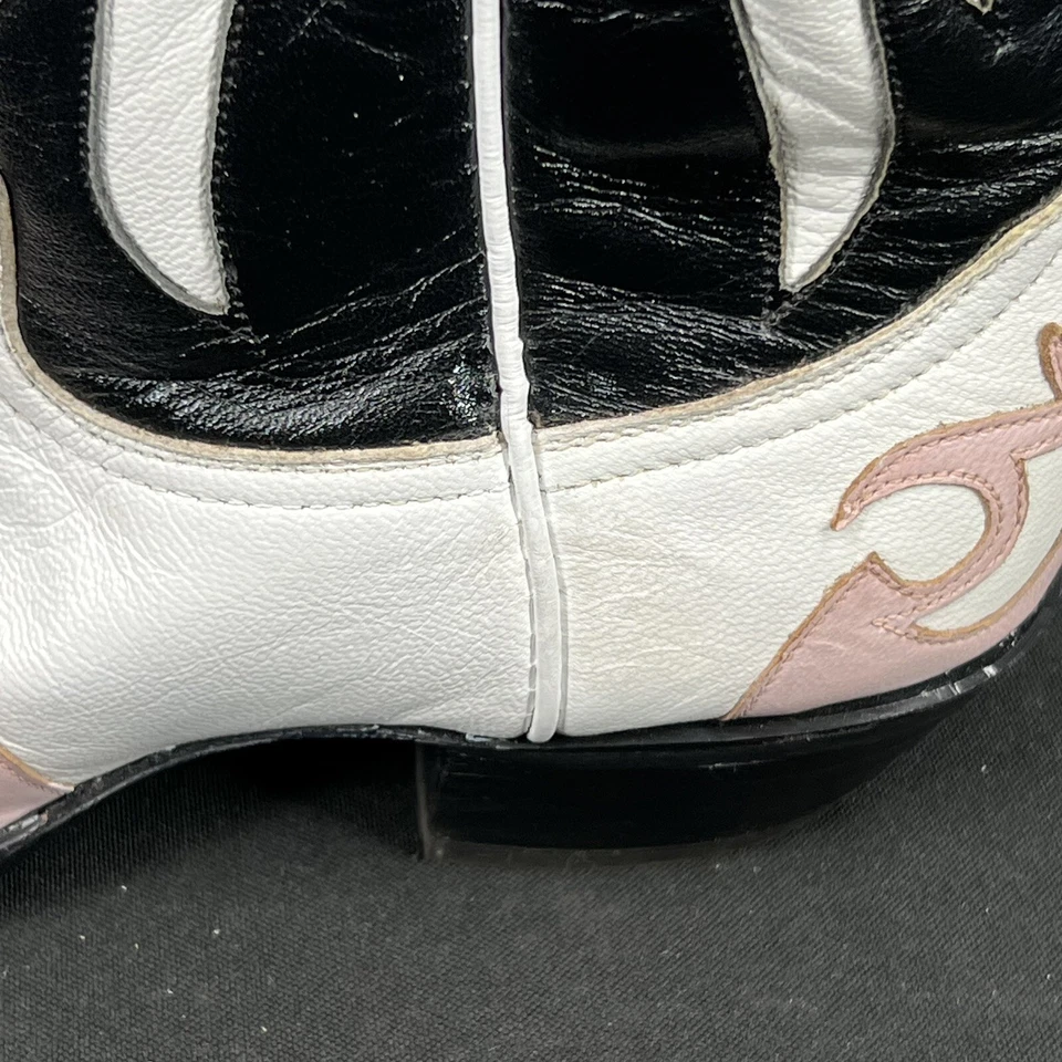 Larry Mahan Women’s 8A Pink Black White Western Cowboy Boots Round Toe - Image 4 of 4