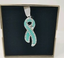 Harvey Lewis 2005  Green  Breast Cancer Ornament Swarovski Crystals -NIB