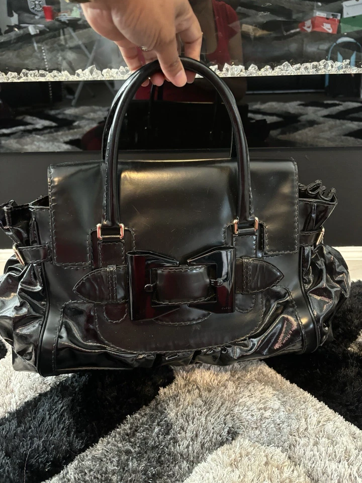 Authentic Gucci Black Patent Leather Large Queen Satchel Handbag Pre-Loved - Image 3 of 4