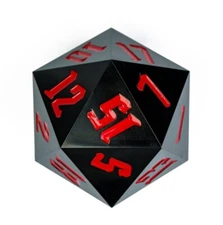 Black/Red Titan 55mm Jumbo d20 |  Dungeons and Dragons | Colossal Dnd Dice Set