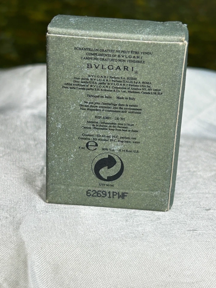 BVLGARI POUR HOMME 4ML EDT MINI SPLASH (NUEVO CON CAJA) Foto 2 de 4