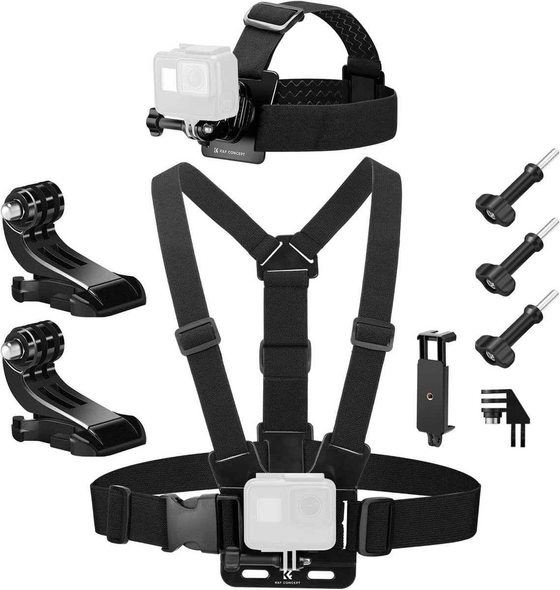 K&F CONCEPT Head Strap Chest Mount Set Adjustable for GoPro Hero