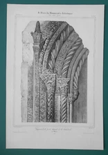 ITALY Cathedral of Palermo Portal Fragment Sicily - 1840 SCARCE Litho Print