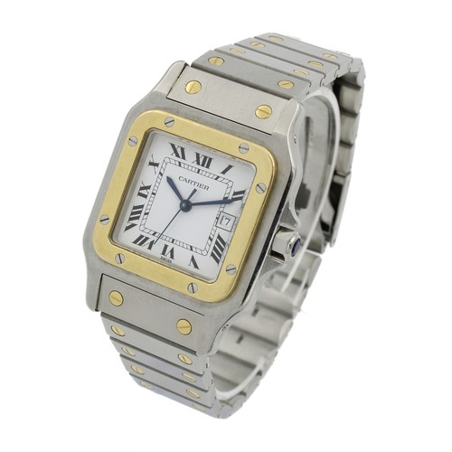 Cartier Santos Galbee Ladies Two-Tone Watch Ref AC2380 White Dial 29m #W125000-1
