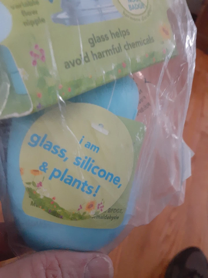 Green Sprouts - Biberón de vidrio de 5 oz con cubierta de silicona superior en ángulo azul Foto 2 de 4