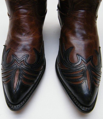 WOMENS VTG CODE WEST BRN BLK RED LEATHER WINGTIP COWBOY WESTERN BOOTS 6.5~1/2 M - Picture 6 of 9