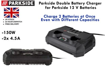 Parkside 12V Double Battery Charger for Cordless Tools PDSLG 12 A1, UK Stock