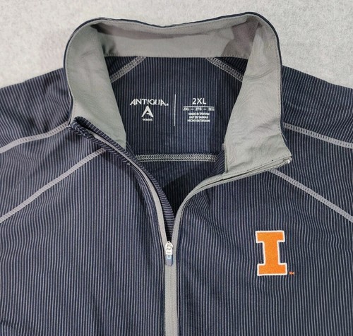 Antigua Illinois Golf Jacket Womens Size 2XL Blue Striped 1/4 Zip Pullover - Picture 12 of 13
