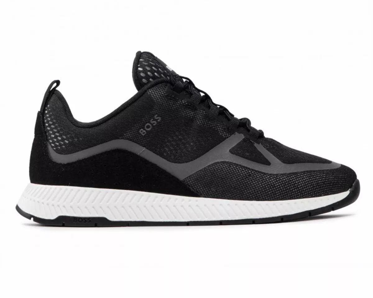 Men s Hugo Boss 50470622 Titanium Runn Eme Trainers Black Sneakers