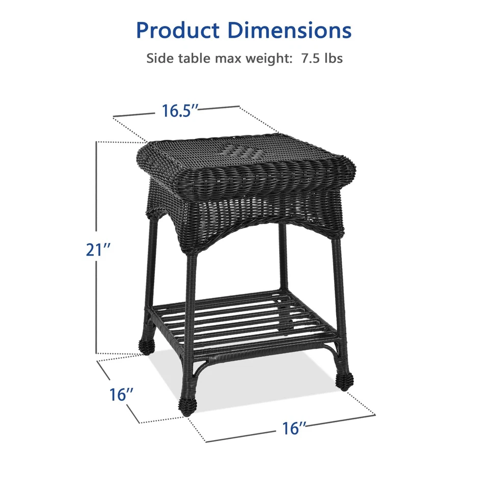 Outdoor Black Wicker End Table - Image 2 of 4