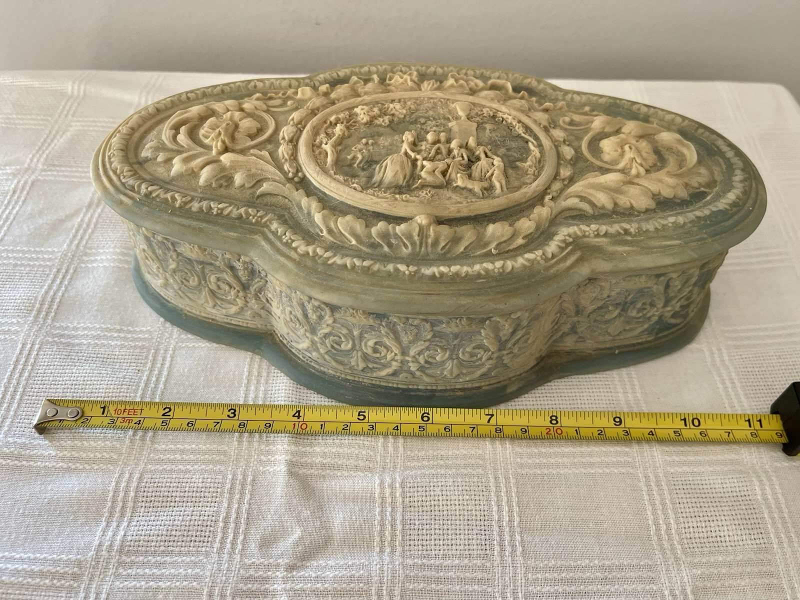 Vintage 1970's Genuine Incolay Stone Jewelry/Trinket Box Hand Crafted