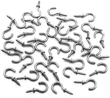 100Pcs 304 Stainless Steel Screw Hooks 5/8Inch Small Hook Screw-in Light Hooks