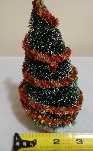 Dept 56 Decorated Bottle Brush Christmas Tree Tinsel Garland Holiday Lot Of 2 - Picture 11 of 17