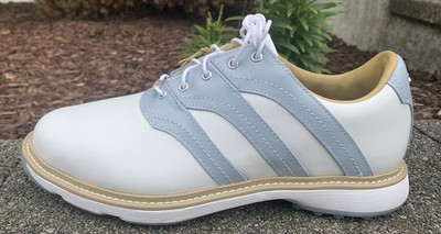 Men's Adidas MC Z-Traxion Golf Shoes White/Blue/Savanna Sz 9