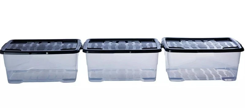 Argos Home Curve 3 x 42L Plastic Boxes With Lid - Clear - Image 4 of 4