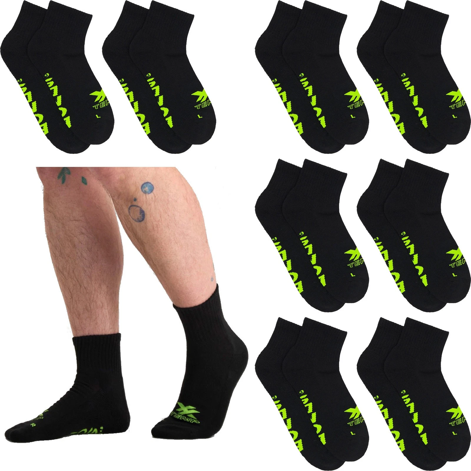 9 Pairs Bonds X-Temp 1/4 Quarter Crew Above Ankle Mens Cotton Sports Socks Bulk