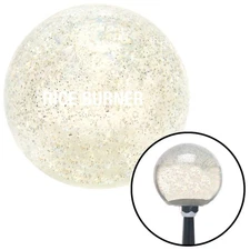 White Rice Burner Clear Metal Flake Shift Knob w/ M16x1.5 Insert Shifter Auto