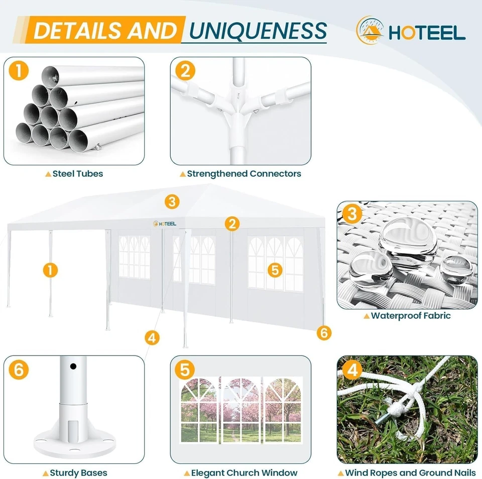 Tienda de fiesta 10x30 con 8 paredes laterales extraíbles para fiestas, bodas, barbacoa, Waterpro Foto 4 de 4