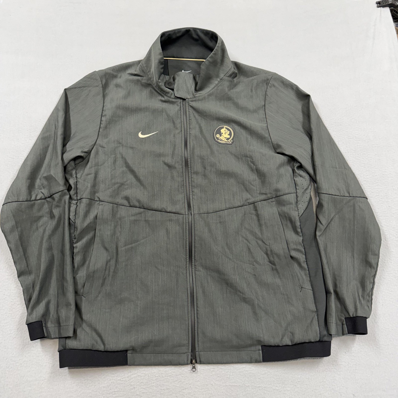 Florida State Seminoles Jacket Mens XL Gray NCAA Football Nike Zip Windbreaker