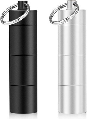 Pillendose Schlüsselanhänger in 2er Pack, Metallgehäuse, 3 Fächer