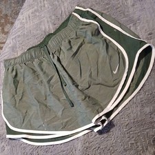 Nike Dri-FIT Women's Athletic Shorts Green White Lightweight Elastic Waist XL
