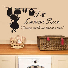 Laundry Room Sign Decals Peel and Stick Wall Lettering Vinyl Art Stickers for De
