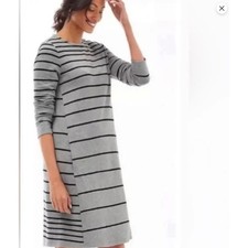 J Jill Womens Striped Long Sleeve Sweatshirt Dress Pockets Size Medium