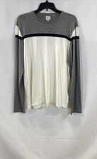 Armani Collezioni Men's Colorblock Long Sleeve Crewneck Shirt Gray White Size L