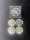 SILVER Lot of 4 Kennedy Half Dollars 90% ASW = 1.44 troy ounces & 1 Troy Ounce