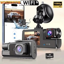 3 Channel Dash Cam Front Rear Inside 1080P Car Camera Night Vision G-Sensor