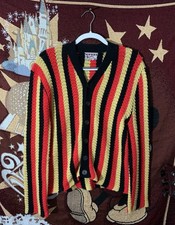 Vintage 60s/70s Republic Orlon Acrylic Multicolor Striped Cardigan Sweater M