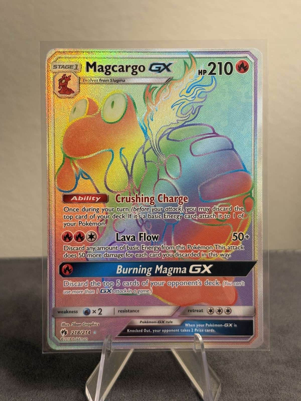 Pokémon Magcargo GX 218/214 SM Lost Thunder Rainbow Secret Rare NM Card