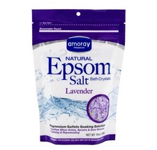Amoray Premium Epsom Salts Lavender All Natural Calming 16 oz Bath Crystals