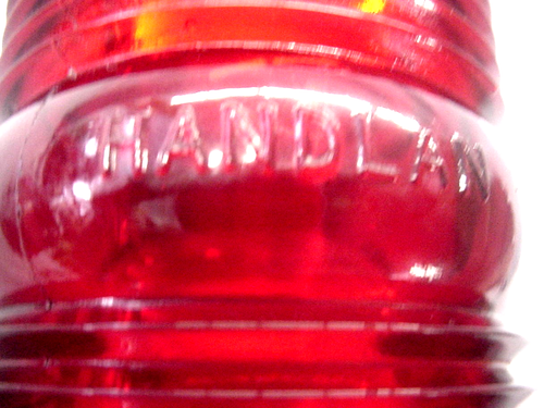 Vintage Handlan St Louis USA - Lacledes Gas Co Eisenbahn Öllampe - rote Glaskugel! - Bild 11 von 14