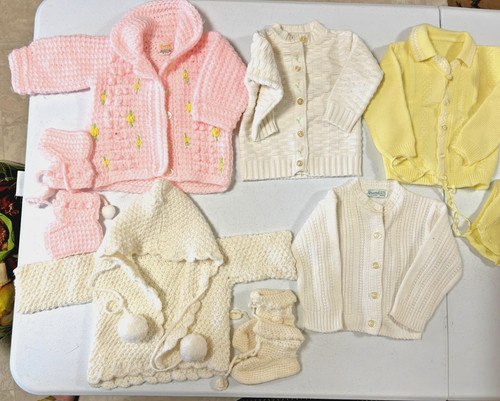 Vintage Baby, Toddler, Children's Clothing, Garments Sweaters, Bootie’s, Bonnet.