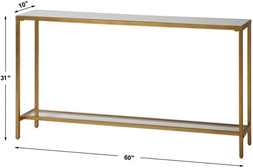 Hayley 60" Glass and Gold Console Table by  - Elegant Home Accent - Picture 3 of 8