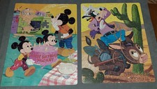 2 Disney Goofy  Mickey Mouse 100 pc Whitman Jigsaw Puzzles VINTAGE 